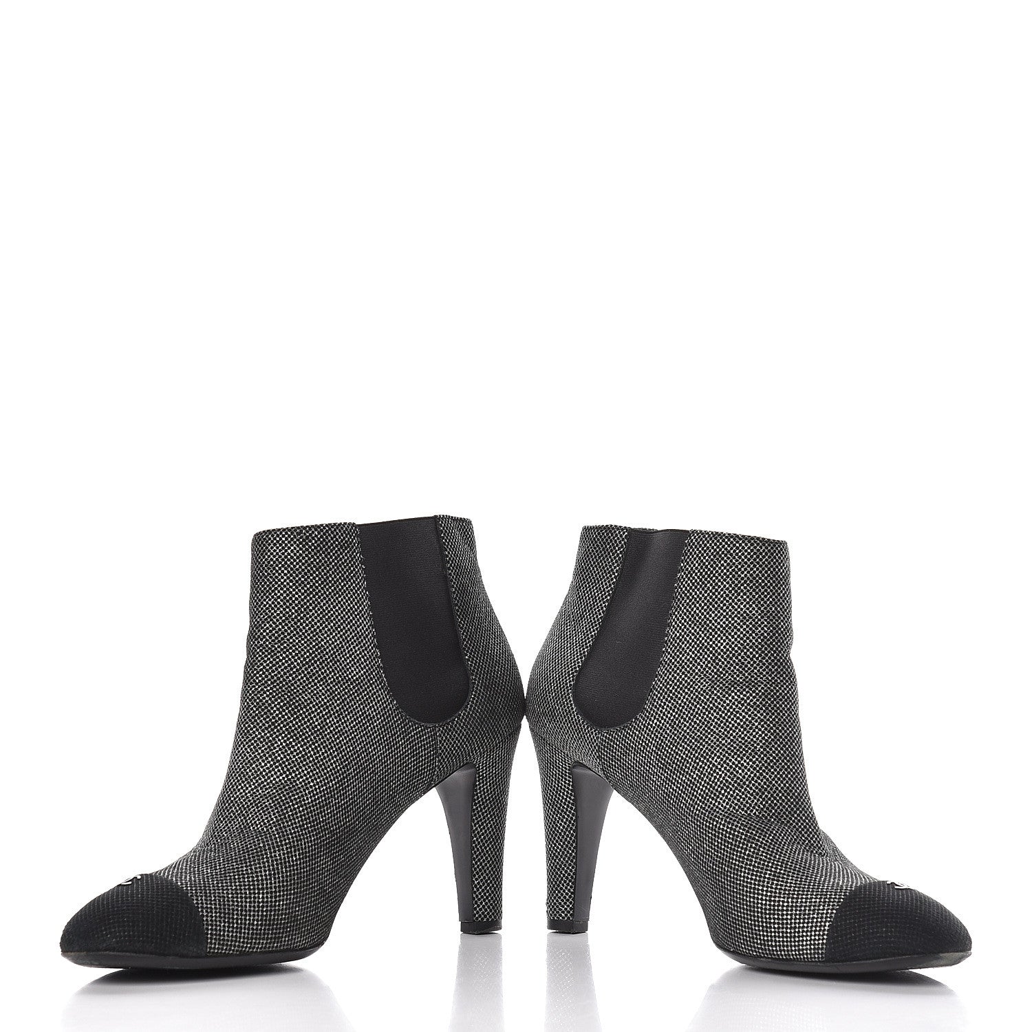 Chanel Mesh CC Cap Toe Ankle Boots 42 Argent Black 11 of 11