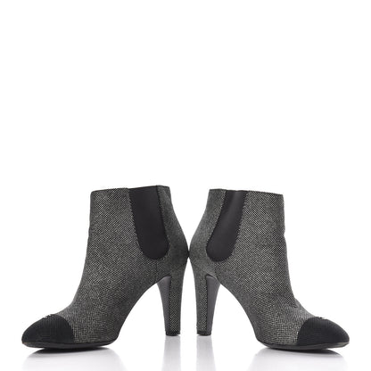 Chanel Mesh CC Cap Toe Ankle Boots 42 Argent Black 11 of 11
