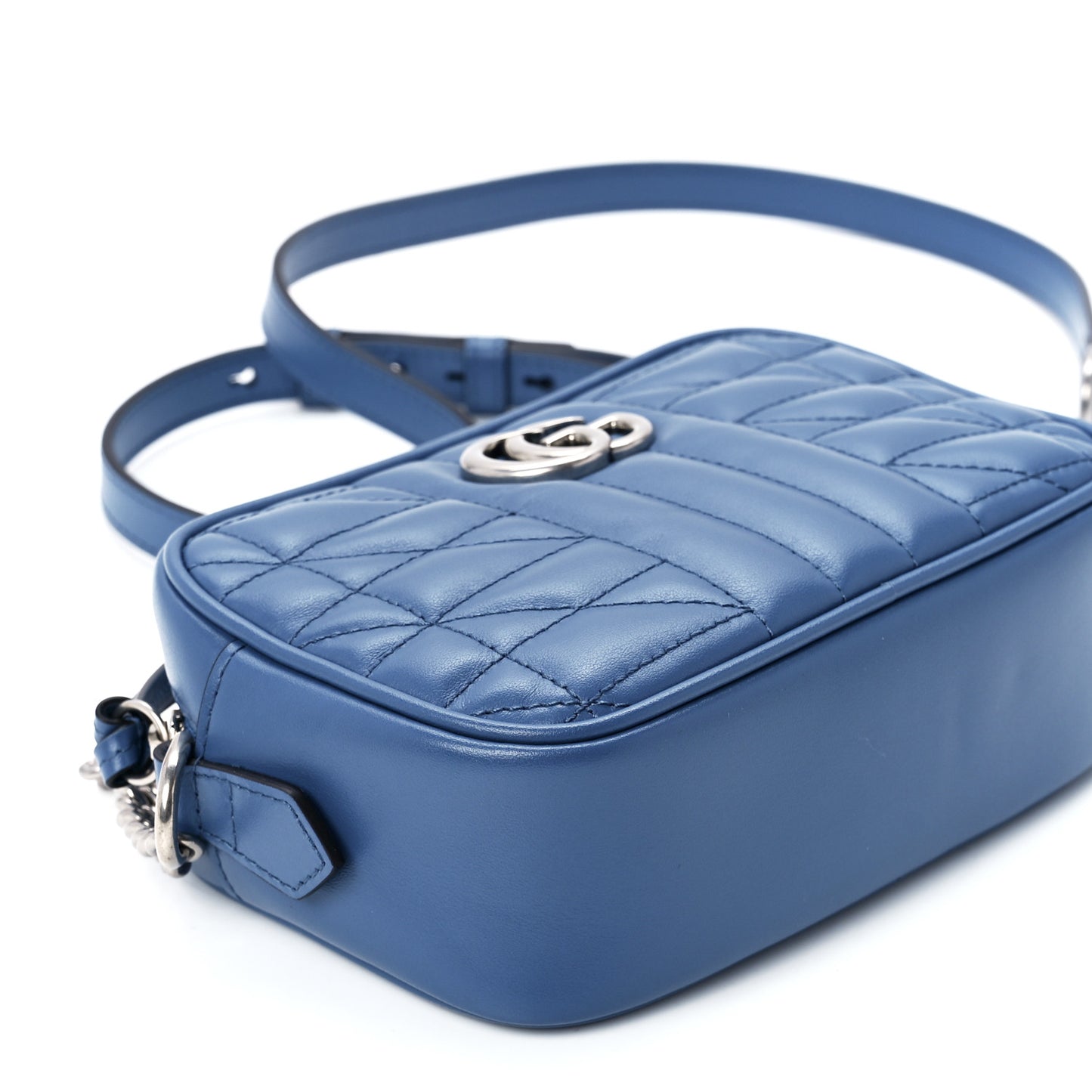 Calfskin Matelasse Aria Mini GG Marmont Chain Shoulder Bag Clear Blue