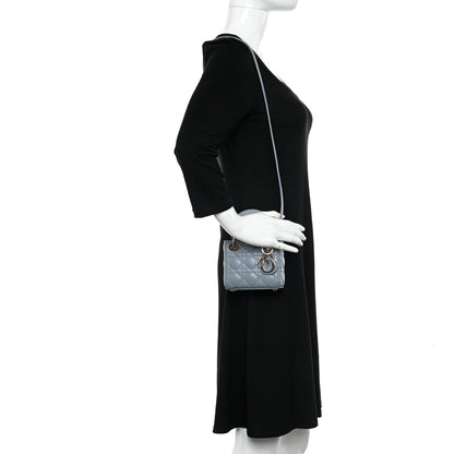 Christian Dior Lambskin Cannage Micro Lady Dior Cloud Gray 2 of 10