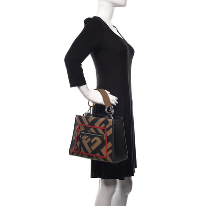 Fendi Vitello Century F is Fendi FF Diagonal Inlay Small Runaway Satchel Fango Black Fragola 3 of 13