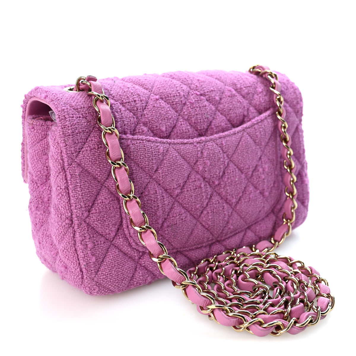 Chanel Tweed Quilted Mini Rectangular Flap Purple 3 of 10
