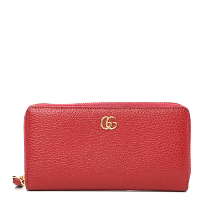 Gucci Dollar Calfskin GG Marmont Zip Around Wallet Hibiscus Red 1 of 5