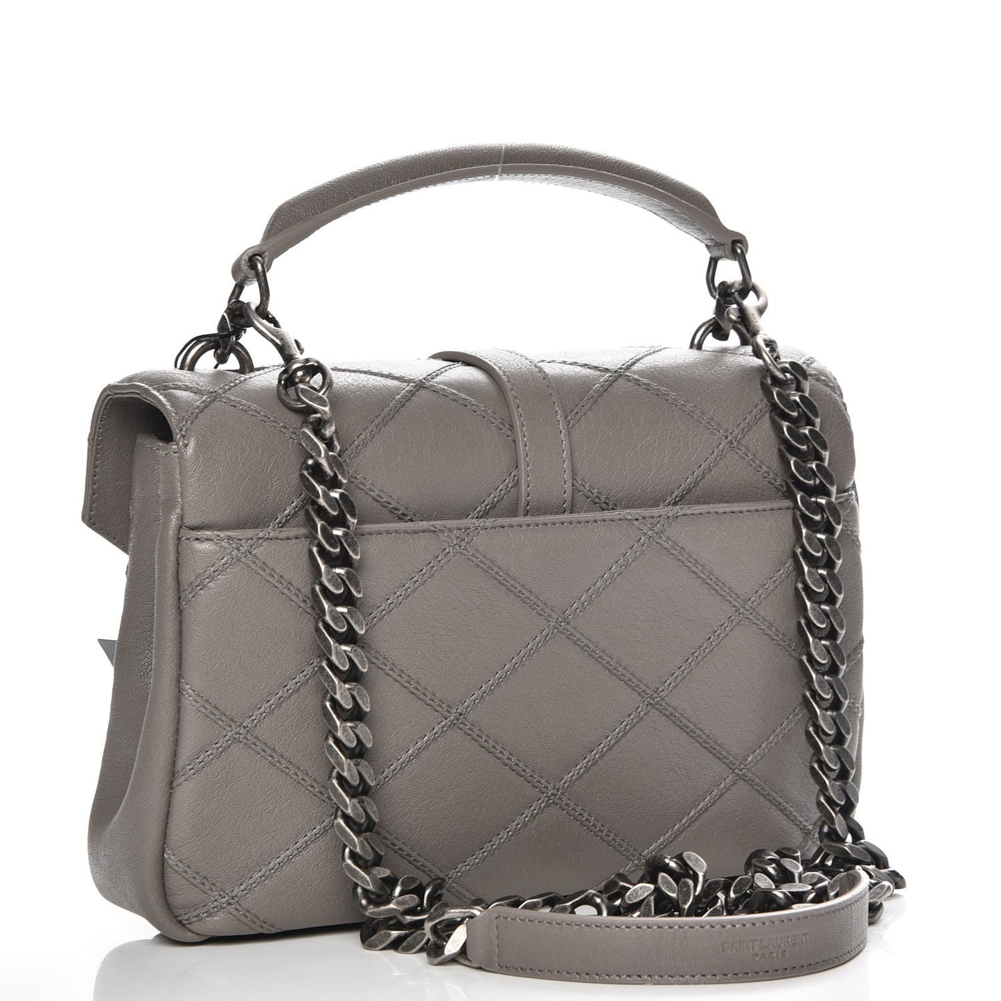Calfskin Matelasse Diamond Quilted Monogram Medium College Bag Fog