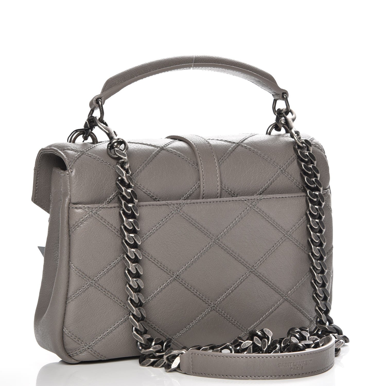 Saint Laurent Calfskin Matelasse Diamond Quilted Monogram Medium College Bag Fog 4 of 8
