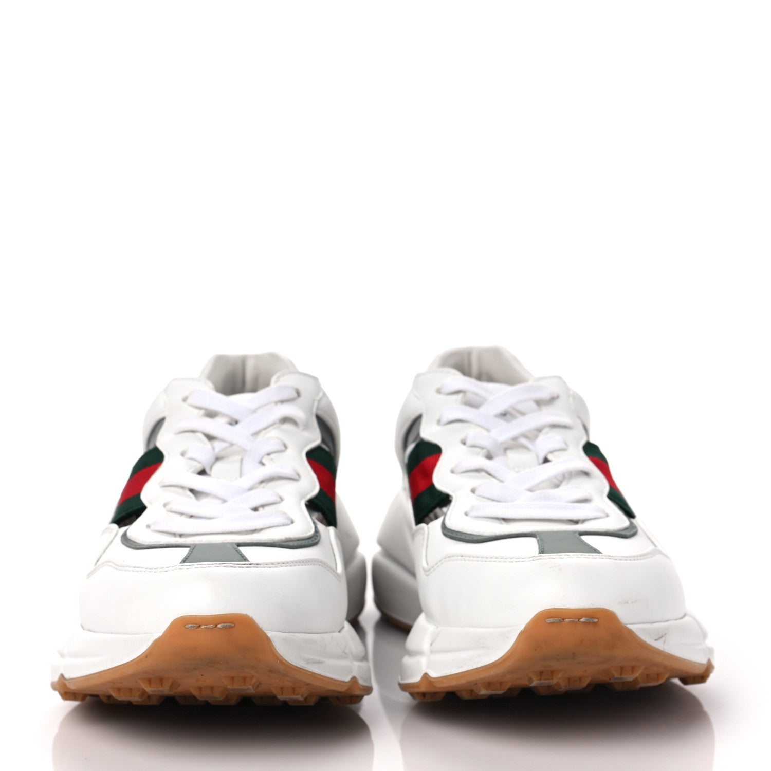 Gucci Demetra Web Womens Rhyton Cut Out Sneakers 39.5 Great White Grey 2 of 8