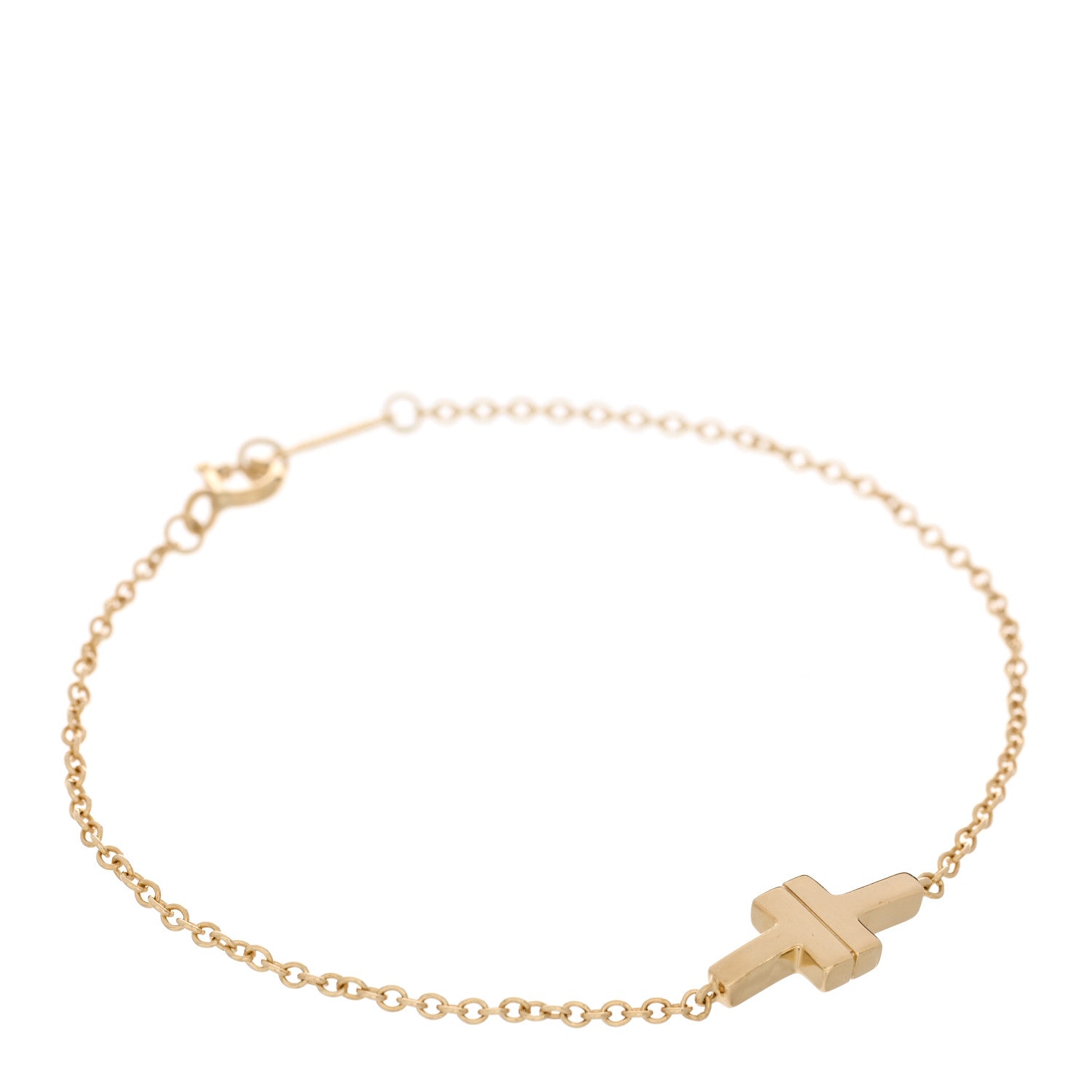 Tiffany 18K Yellow Gold T Single Chain Bracelet 1 of 3