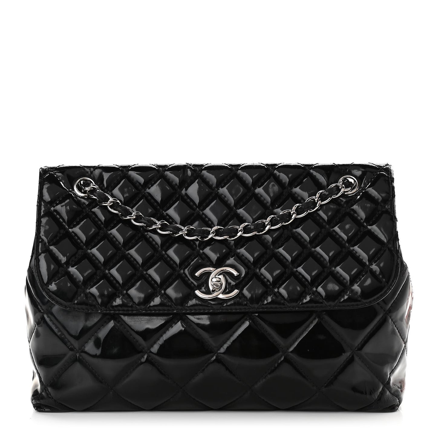 Vinyl Quilted In The Business Flap Bag Black