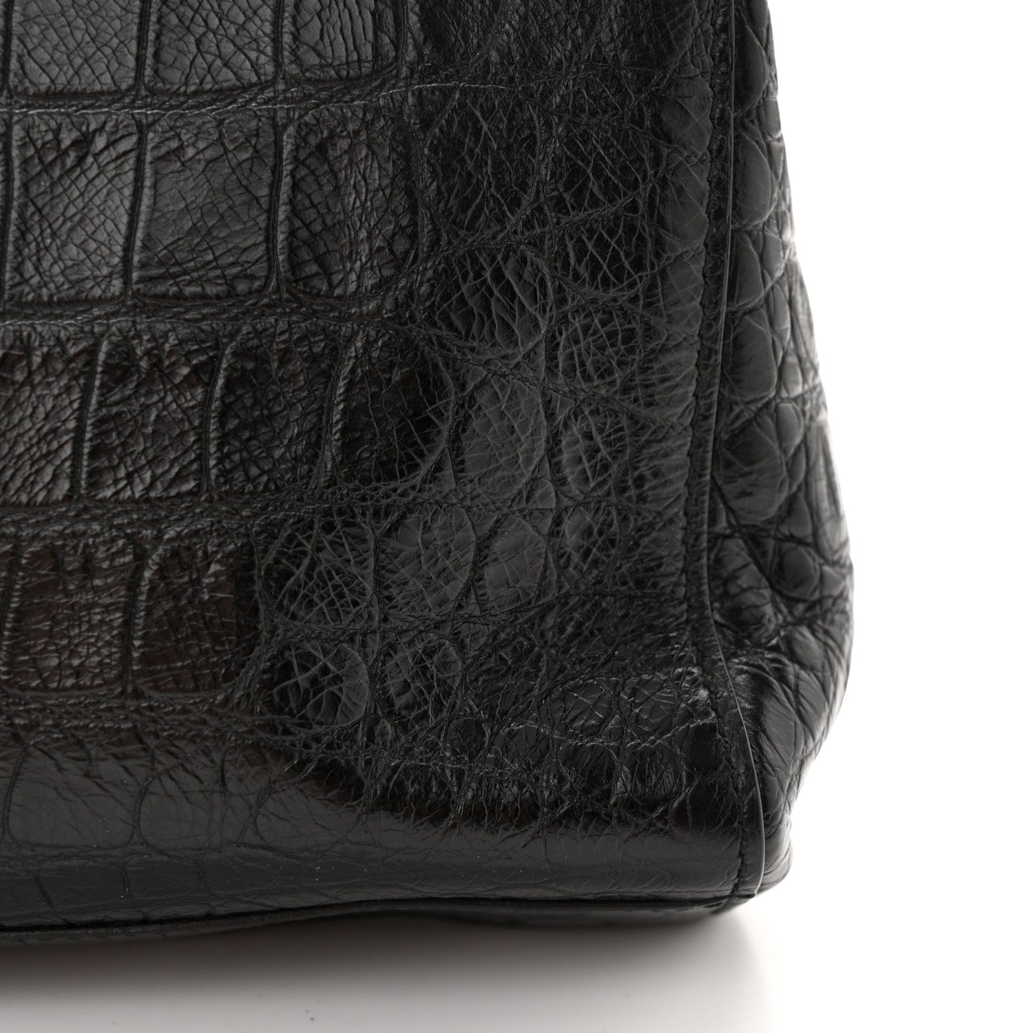 Saint Laurent Calfskin Crocodile Embossed Calfskin Medium Reversible Monogram Kate Satchel Black 11 of 11