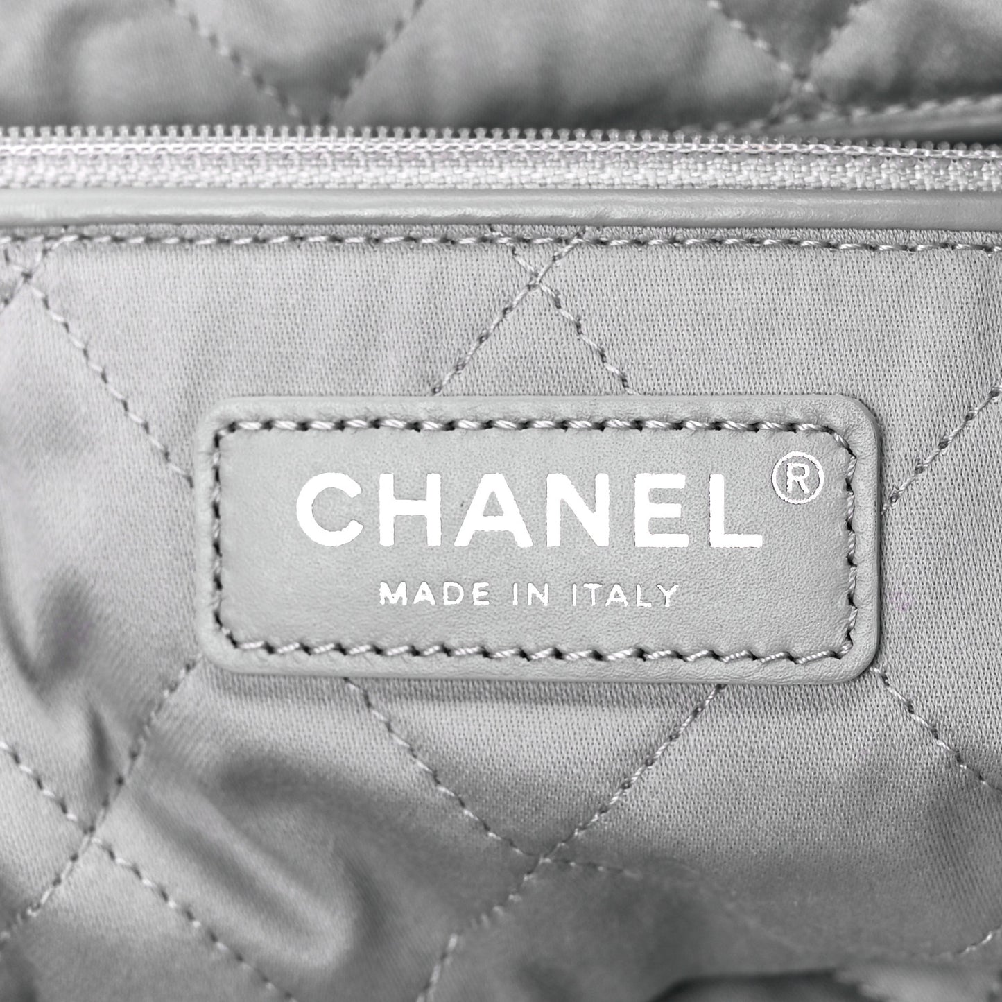 Metallic Calfskin Quilted Chanel 22 Silver