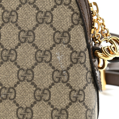 Gucci GG Supreme Monogram Textured Dollar Calfskin Web Small Ophidia Dome Shoulder Bag Beige Ebony New Acero 15 of 16