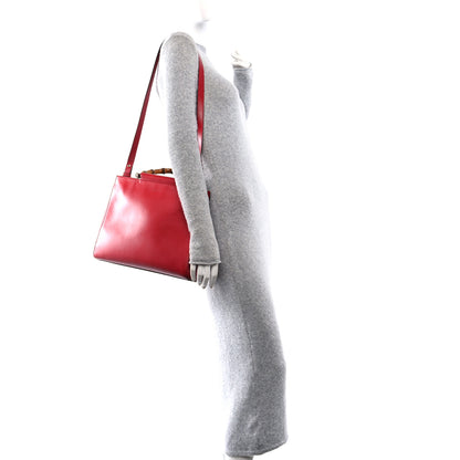 Gucci Nappa Bamboo Medium Nymphaea Top Handle Bag Hibiscus Red 2 of 10