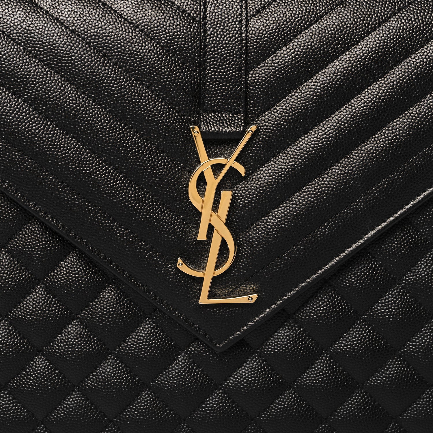 Saint Laurent Grain De Poudre Textured Mixed Matelasse Large Triquilt Monogram Satchel Black 7 of 9