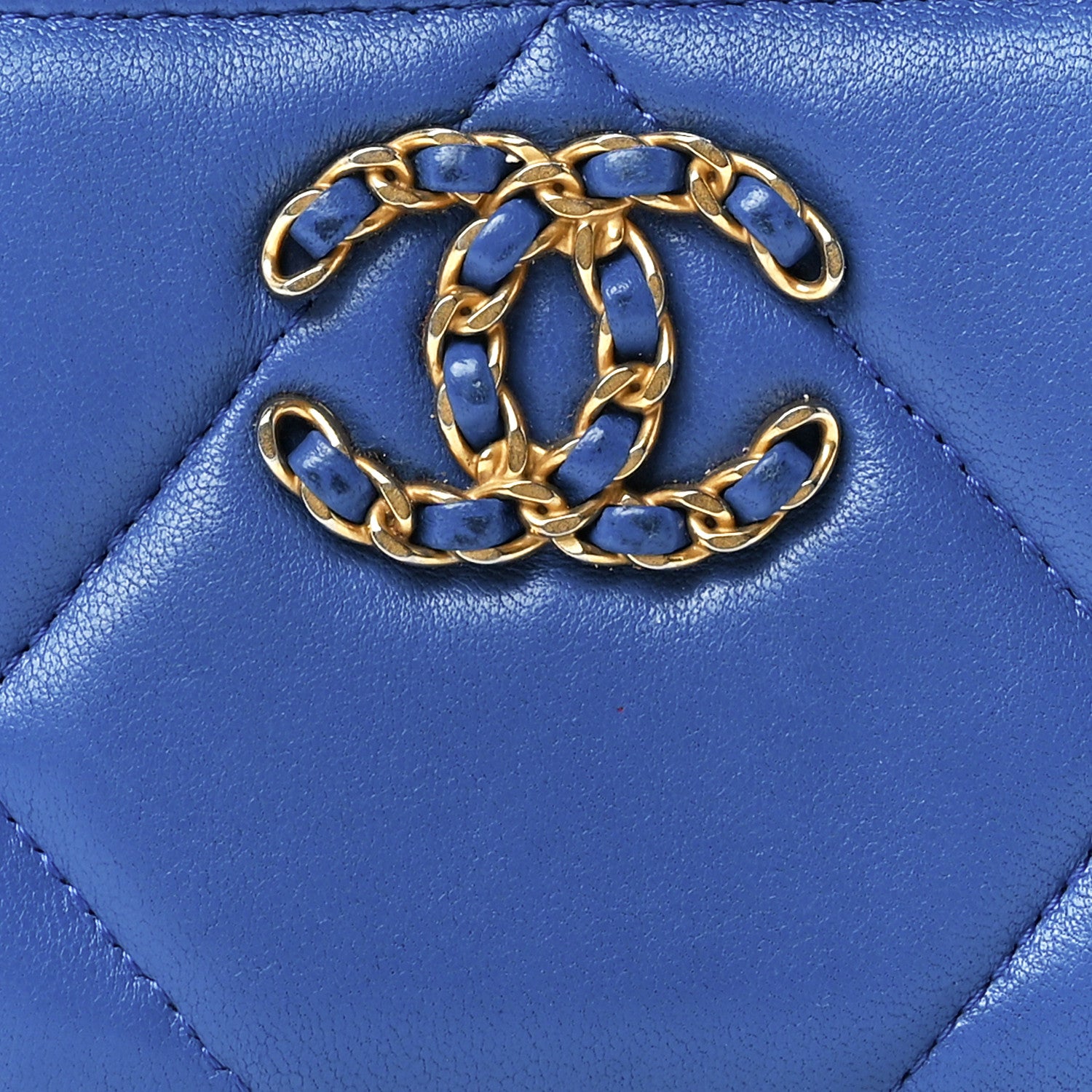 Chanel Lambskin Quilted Chanel 19 Zip Around Coin Purse Wallet Dark Blue 8 of 13