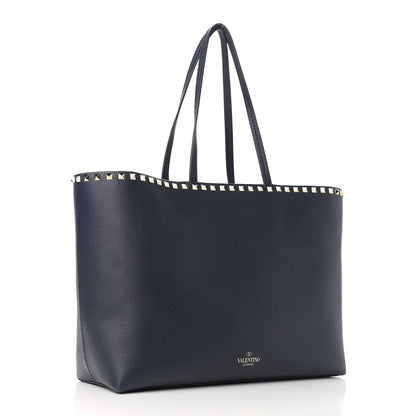 Valentino Garavani Grained Calfskin Rockstud Shoulder Tote Marine 3 of 9