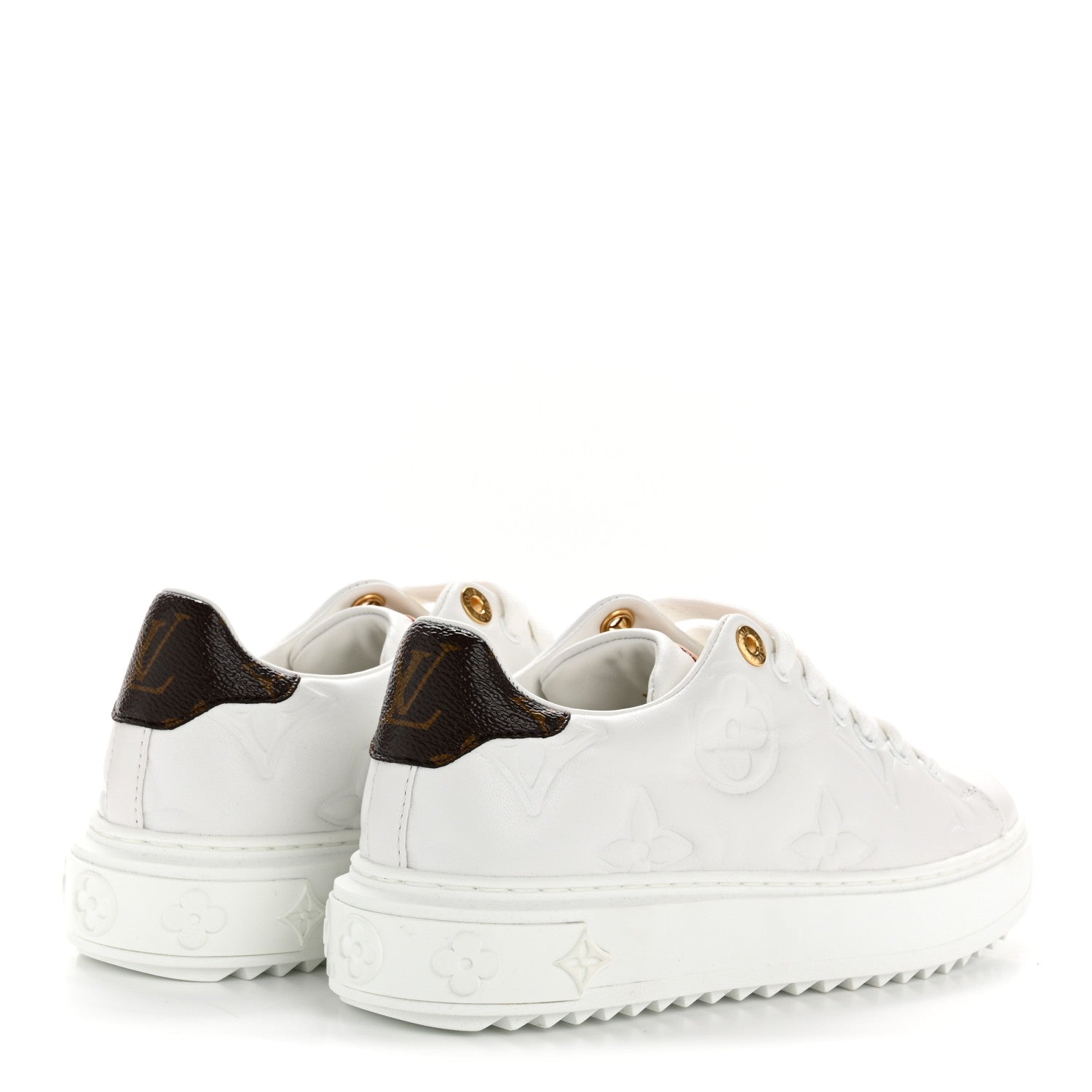 Louis Vuitton Lambskin Embossed Monogram Time Out Sneakers 36 White 10 of 20