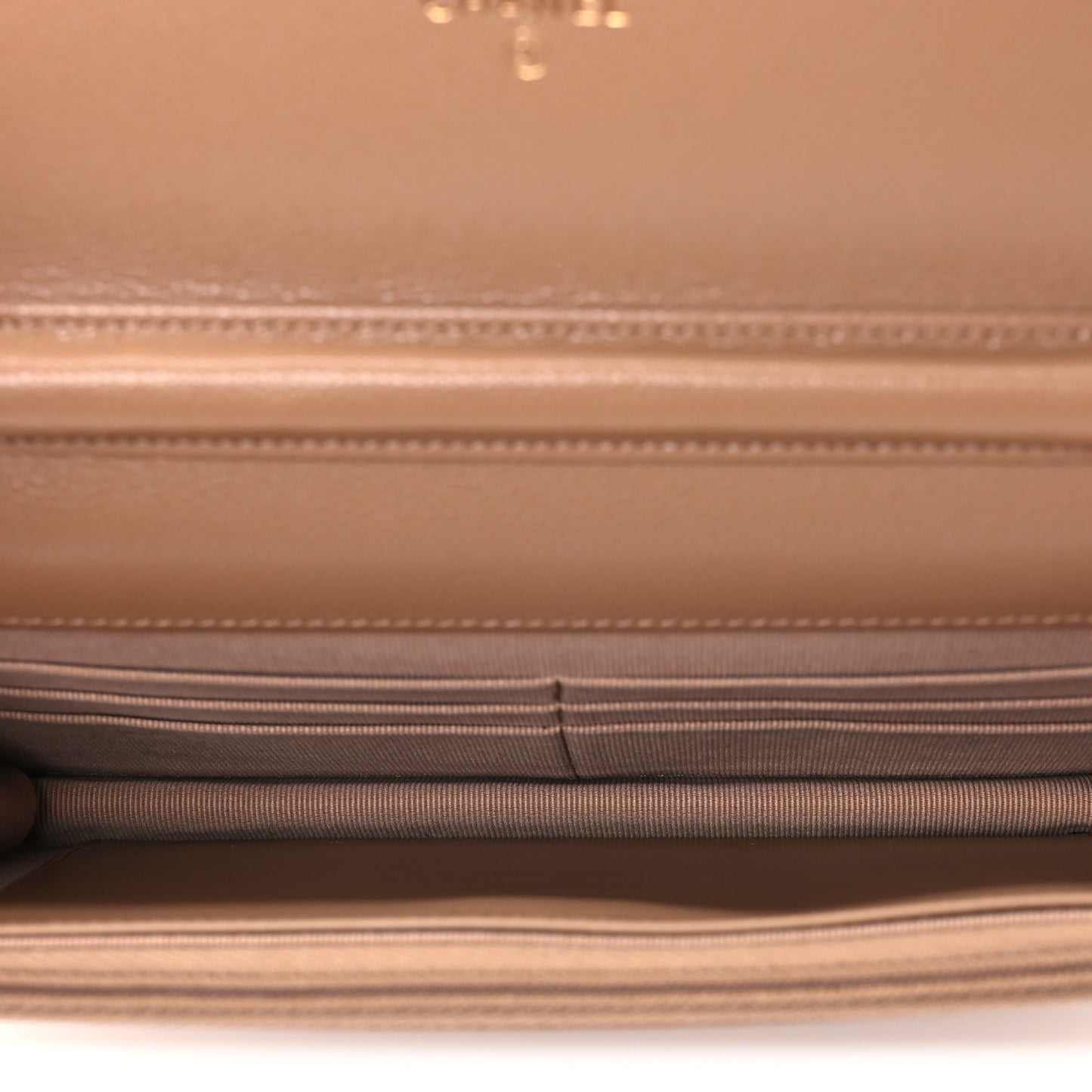 Caviar Quilted Wallet on Chain WOC Dark Beige
