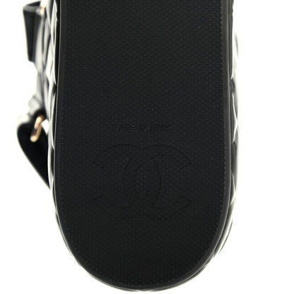 Chanel Shiny Calfskin Logo Platform Sandals 39 Black 5 of 6