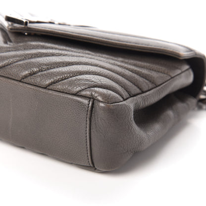 Saint Laurent Sheepskin Matelasse Chevron Monogram Medium College Bag Light Coal 7 of 9