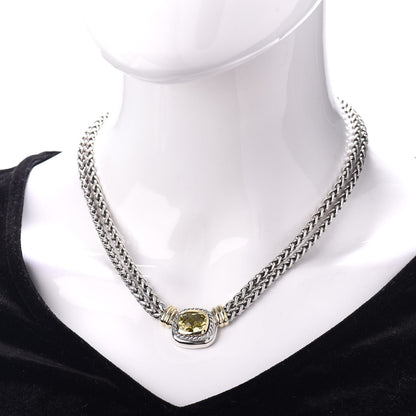 David Yurman Sterling Silver 14K Yellow Gold Lemon Citrine Double Wheat Chain Necklace 2 of 5