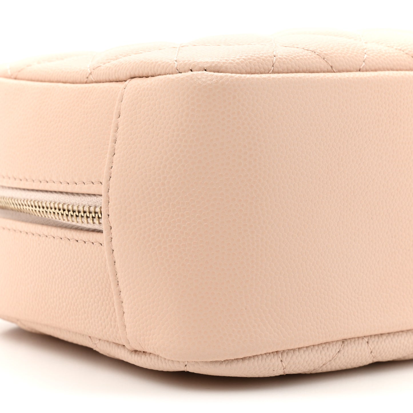 Caviar Quilted Medium Curvy Pouch Cosmetic Case Beige