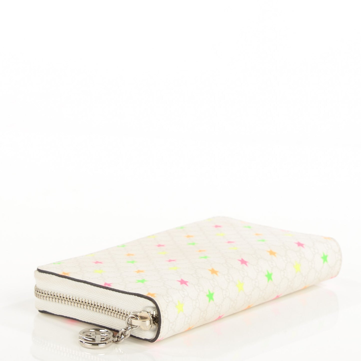 Micro GG Supreme Stars GG Pierce Zip Around Wallet White