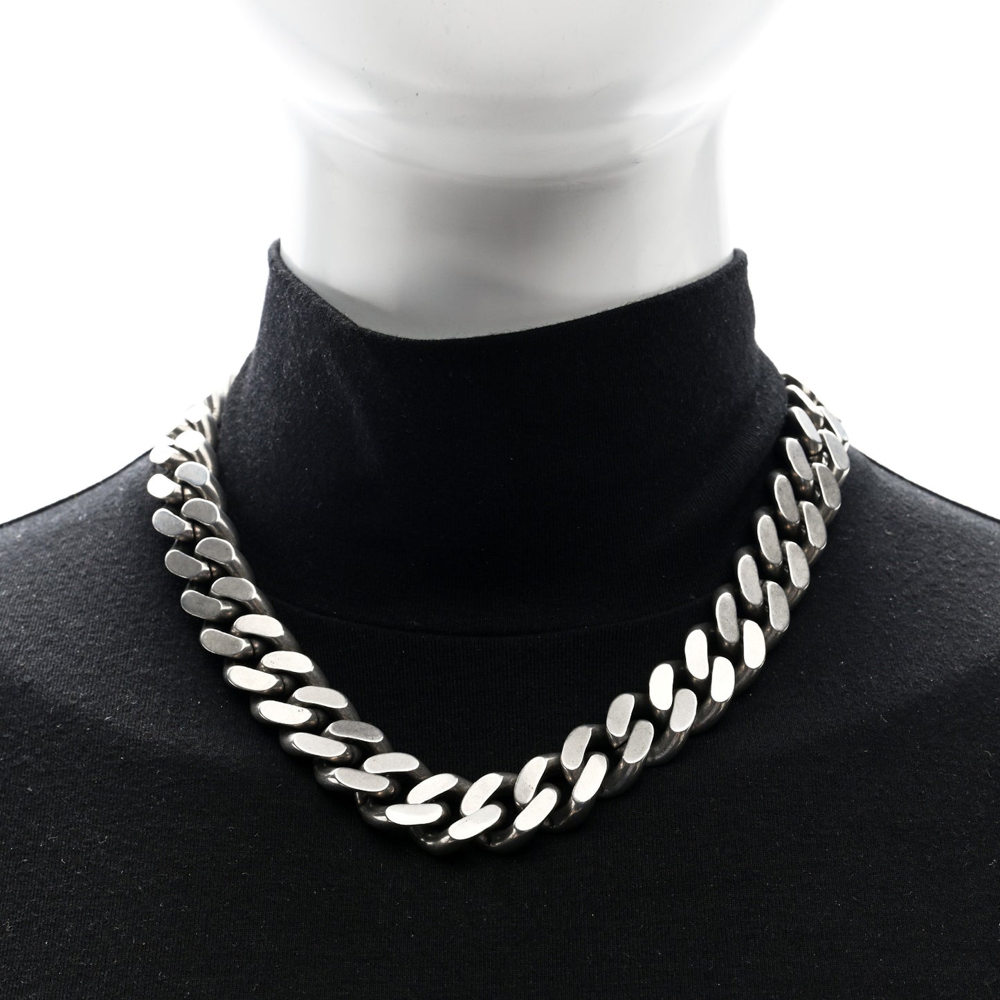 Metal Curb Chain Necklace Oxidized Silver