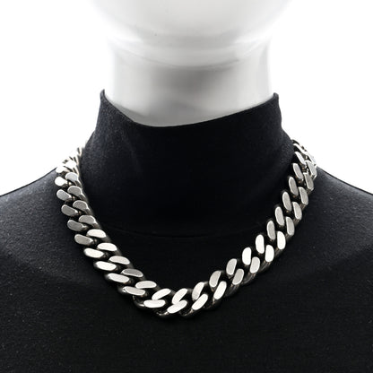 Saint Laurent Metal Curb Chain Necklace Oxidized Silver 2 of 4