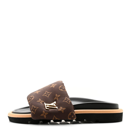 Louis Vuitton Nylon Monogram LV Pool Pillow Flat Comfort Mule 37 Cacao Brown 1 of 10