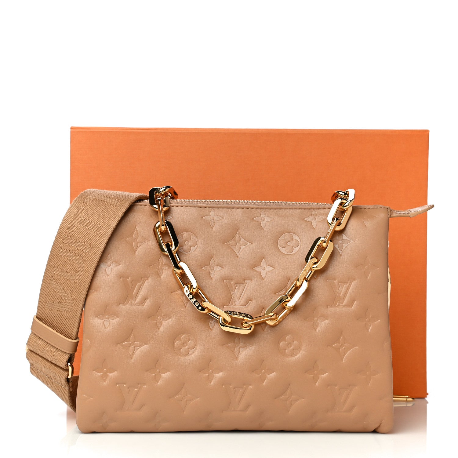 Louis Vuitton Lambskin Embossed Monogram Coussin PM Camel 14 of 14