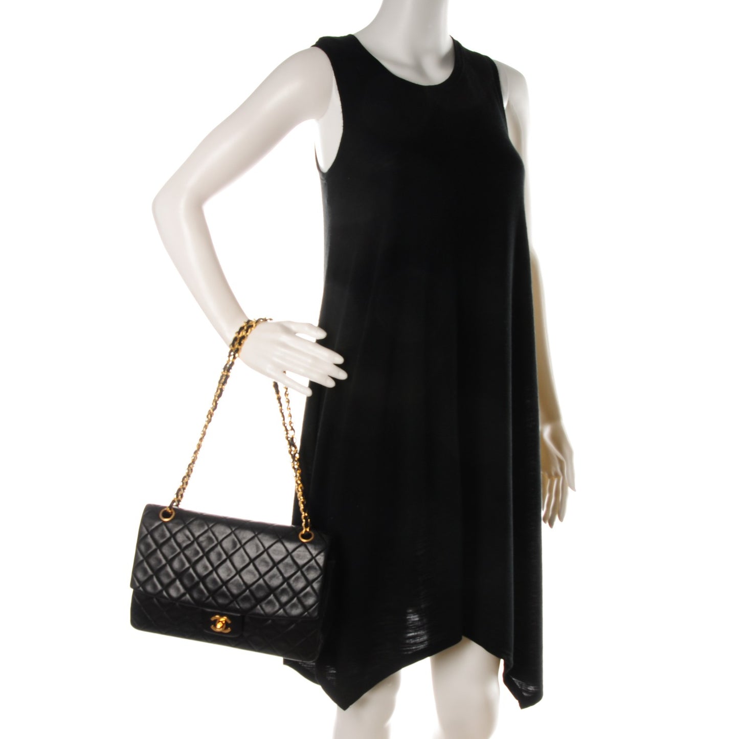 Lambskin Quilted Medium Single Flap with Wallet Black