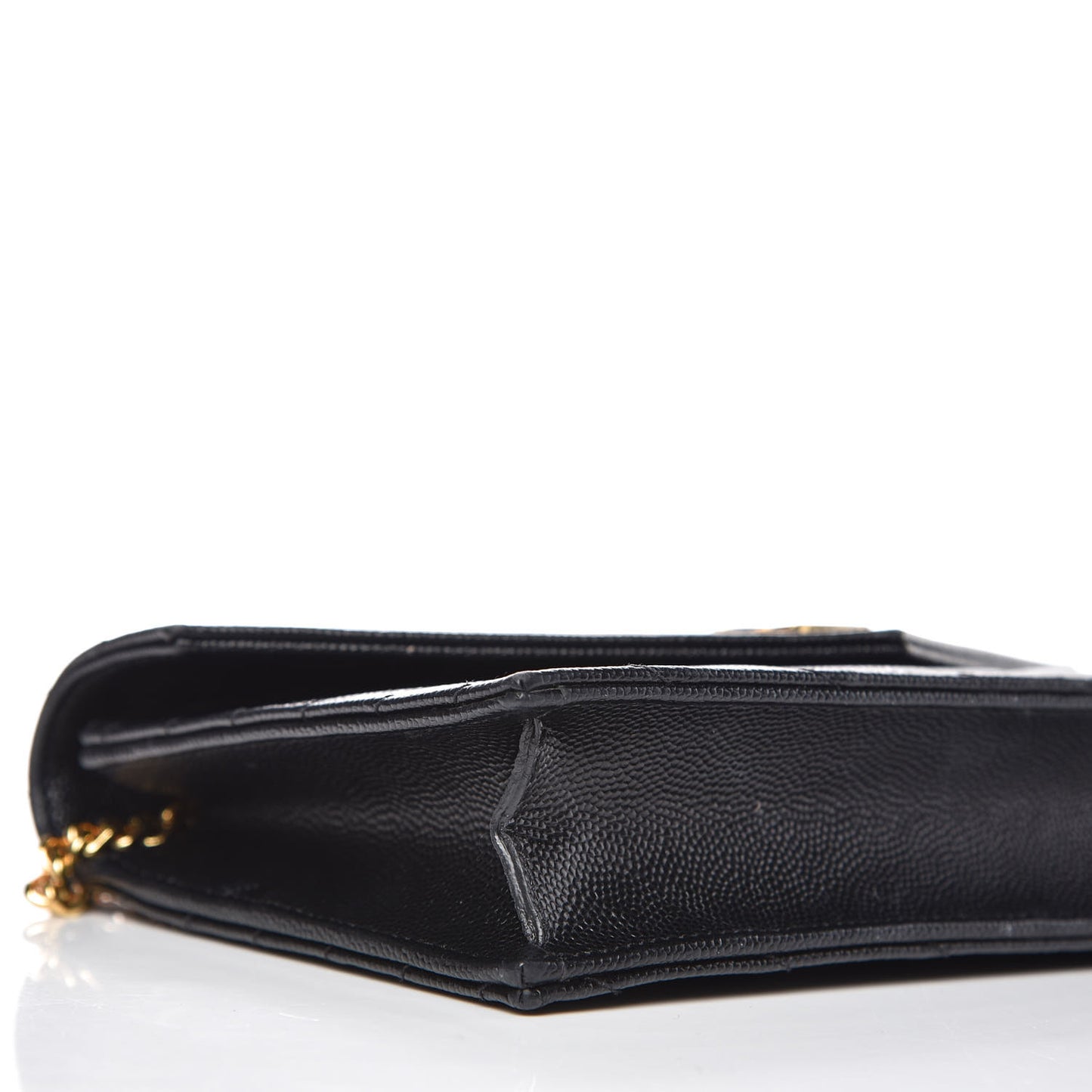Grain De Poudre Matelasse Chevron Monogram Envelope Chain Wallet Black
