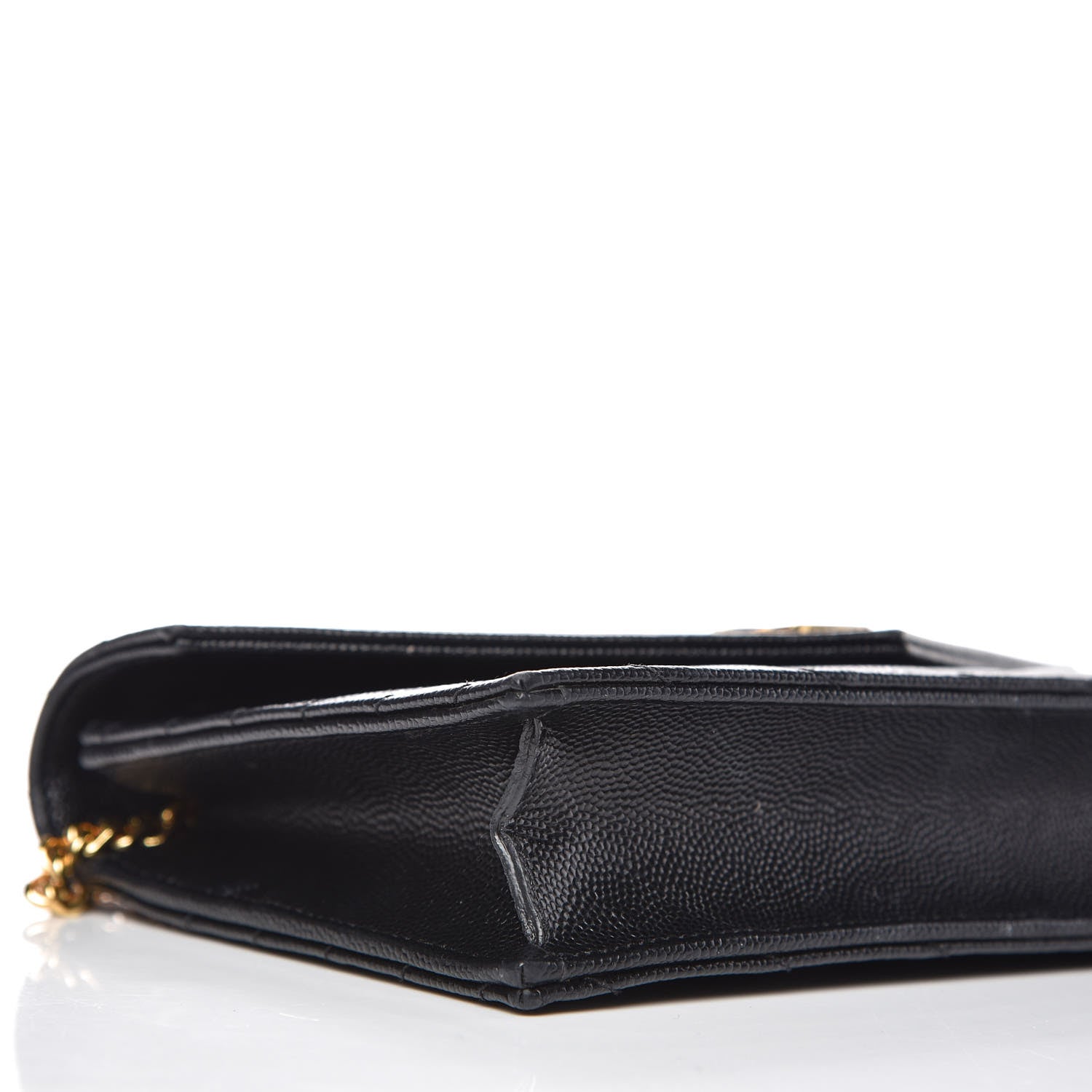 Saint Laurent Grain De Poudre Matelasse Chevron Monogram Envelope Chain Wallet Black 8 of 9