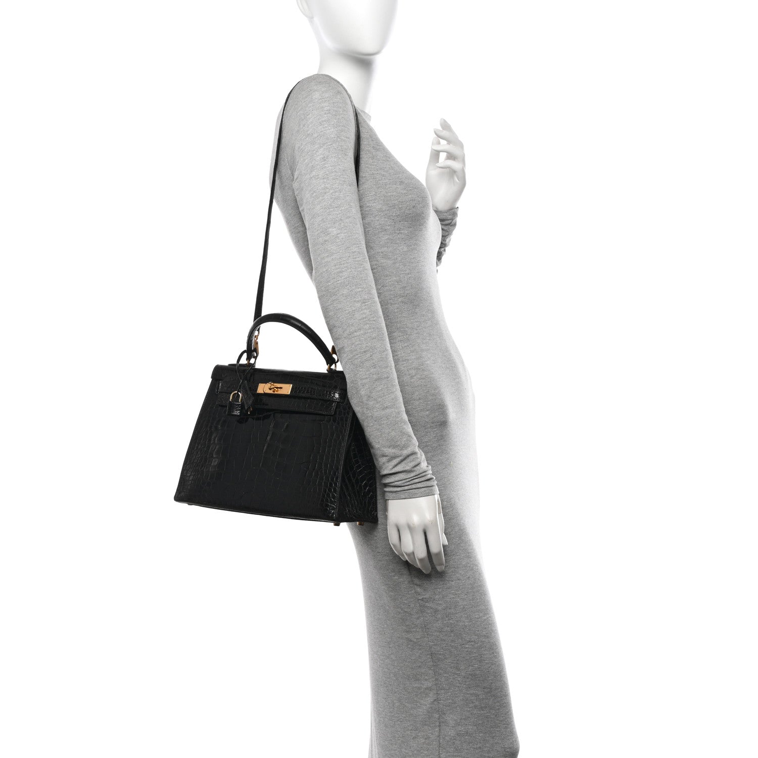 Hermes Shiny Alligator Kelly Sellier 28 Black 2 of 13