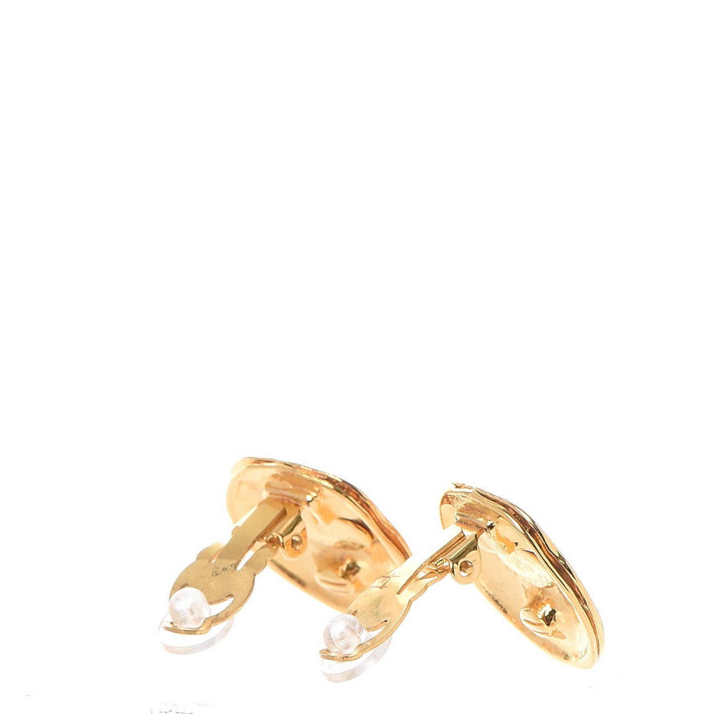 CC Button Clip On Earrings Gold