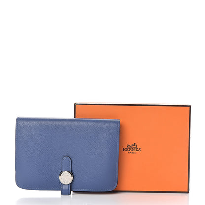 Hermes Togo Dogon Compact Wallet Bleu Brighton 10 of 10