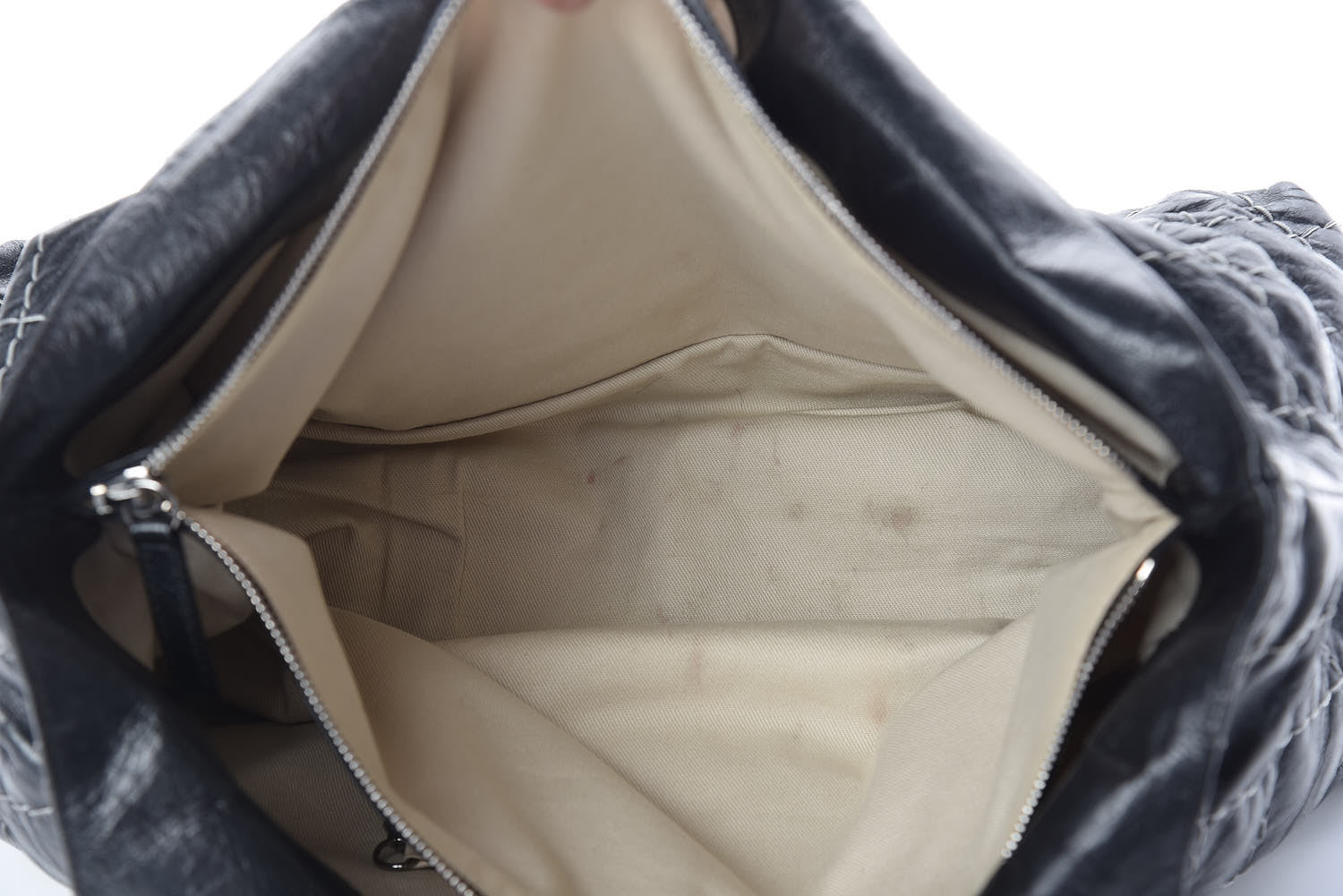 Chanel Glazed Goatskin Double Contrast Stitch Tote Black 13 of 18