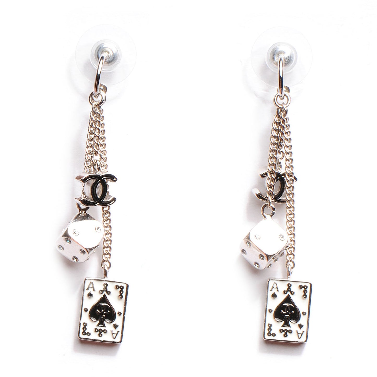 Crystal Las Vegas CC Charm Earrings Silver