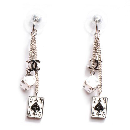 Chanel Crystal Las Vegas CC Charm Earrings Silver 1 of 3