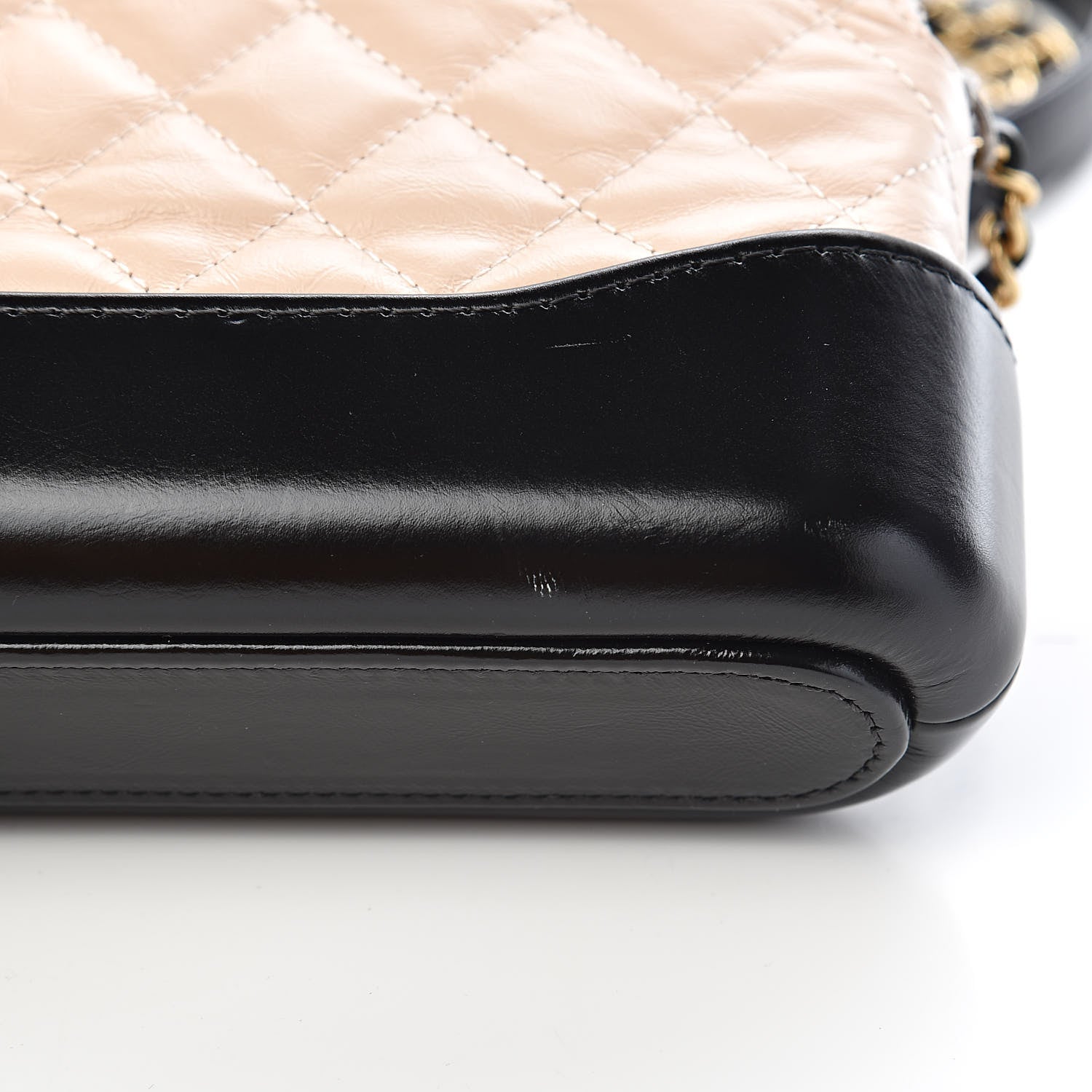 Chanel Aged Calfskin Quilted Small Gabrielle Clutch With Chain Beige Black 12 of 15