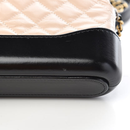 Chanel Aged Calfskin Quilted Small Gabrielle Clutch With Chain Beige Black 12 of 15