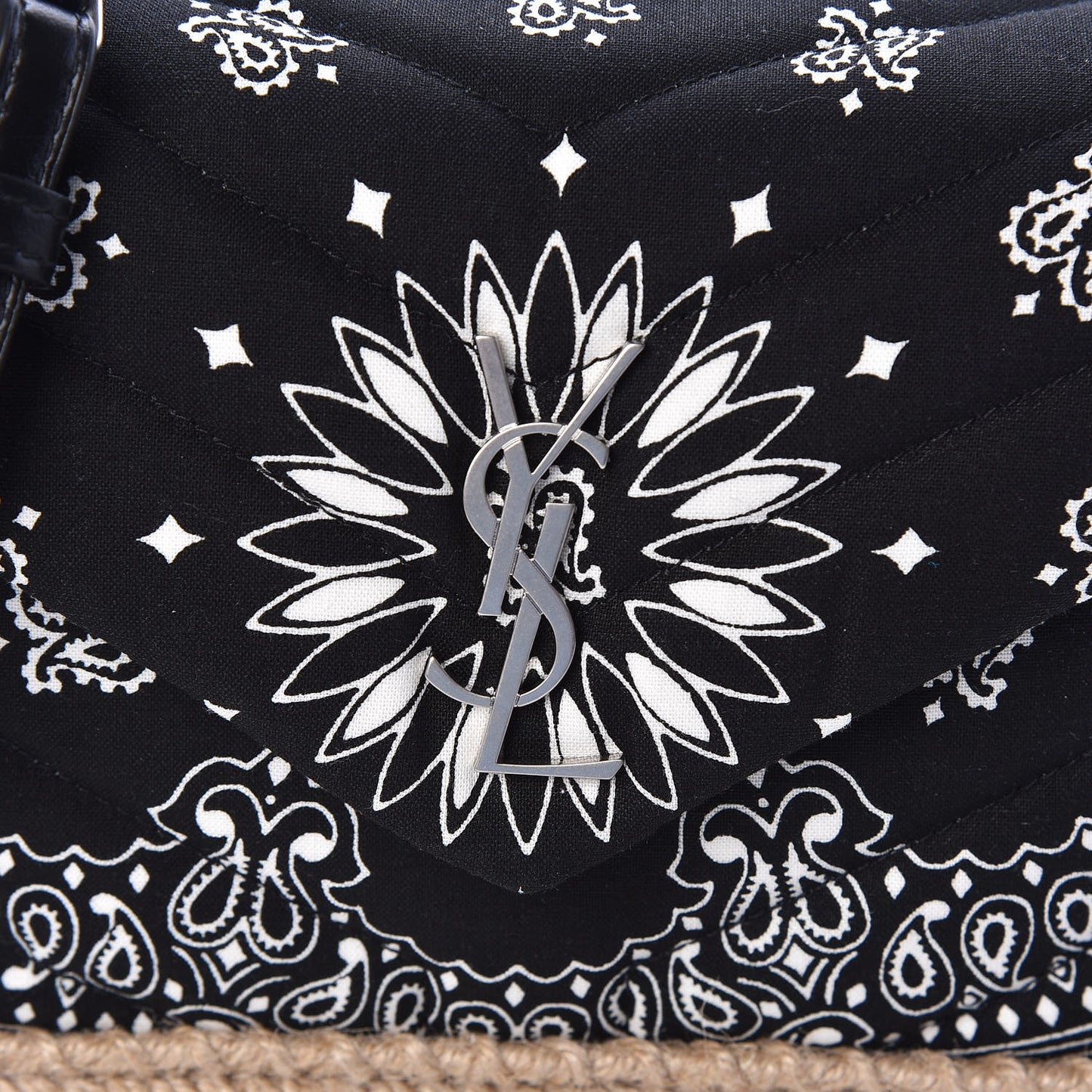 Cotton Bandana Y Quilted Monogram Toy Loulou Crossbody Bag Black White