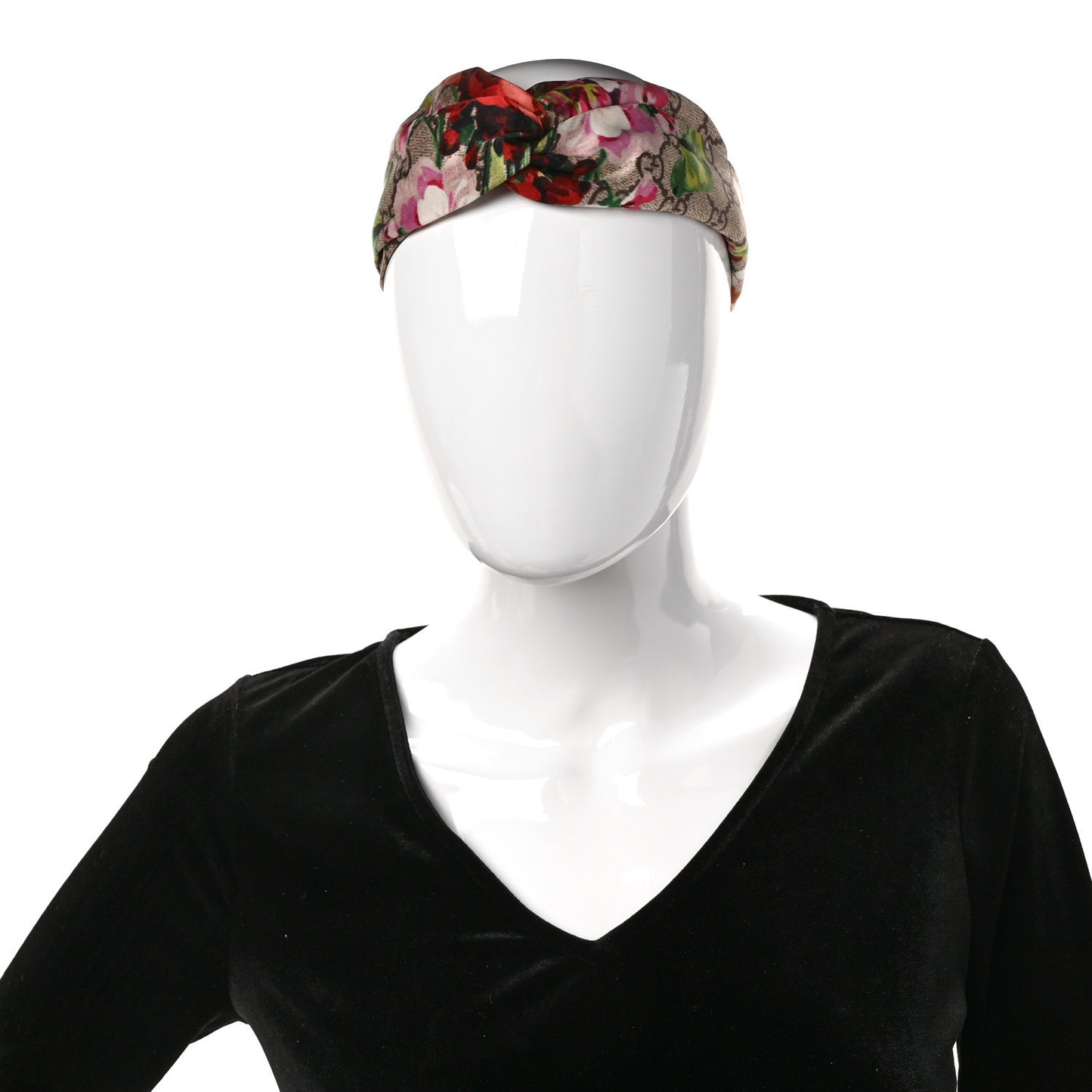Silk Monogram Blooms Print Headband M Antique Rose