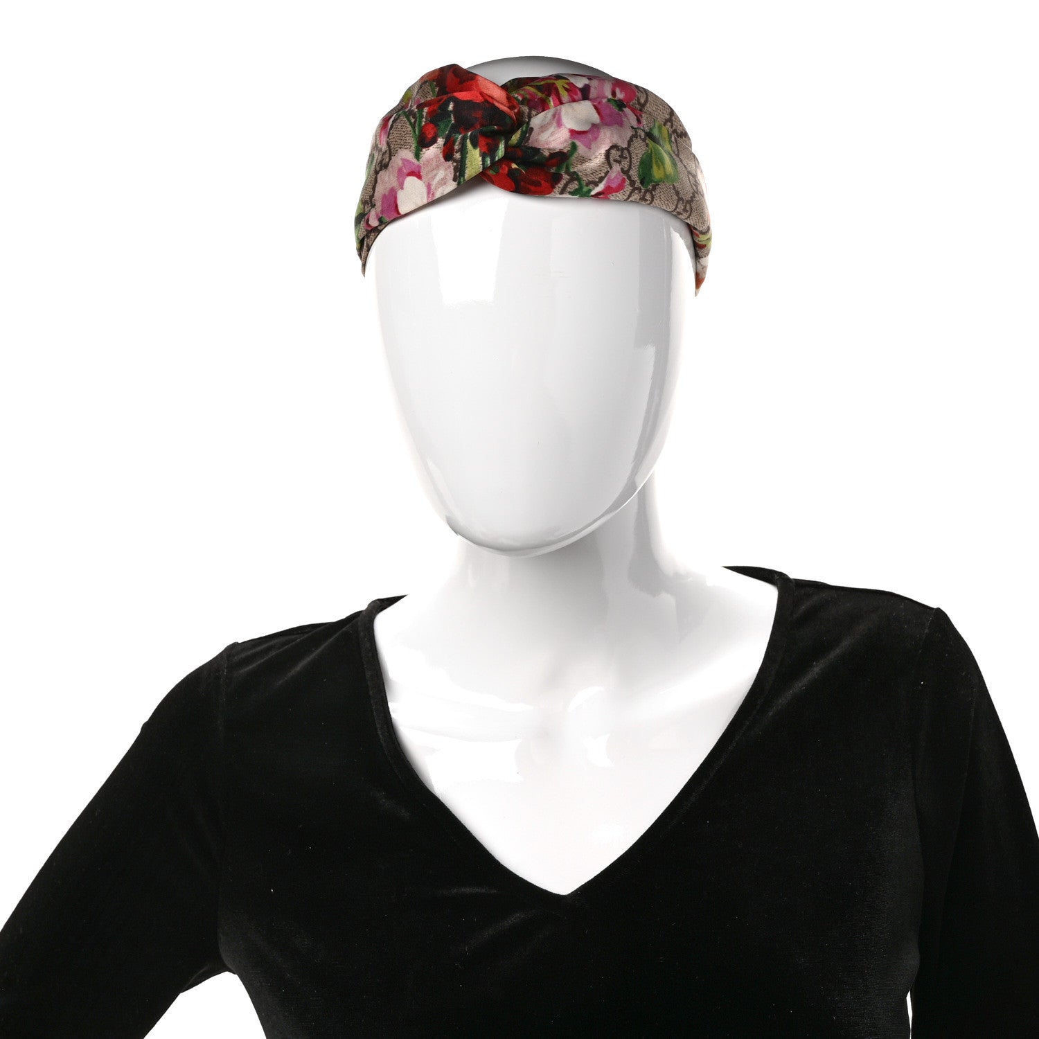 Gucci Silk Monogram Blooms Print Headband M Antique Rose 1 of 5