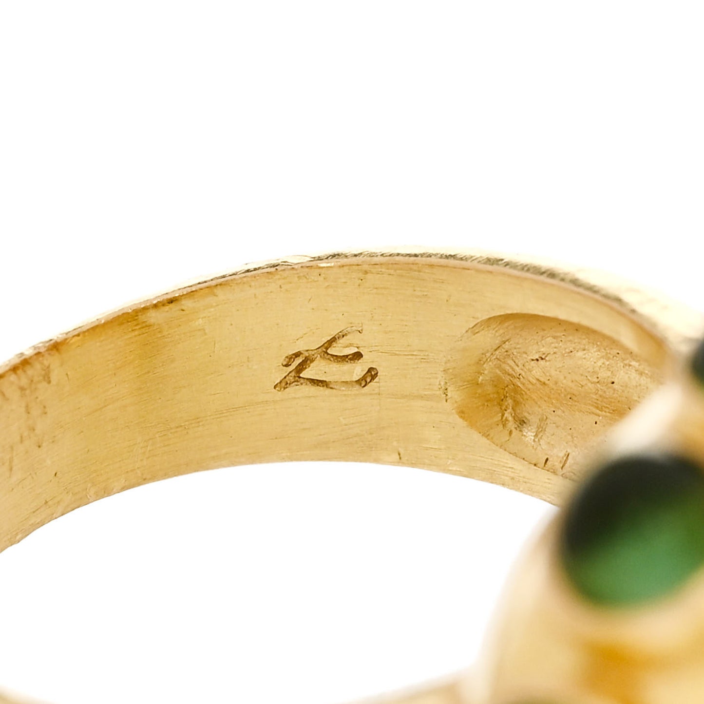 18K Yellow Gold Citrine Peridot Hammered Ring 53 6.5