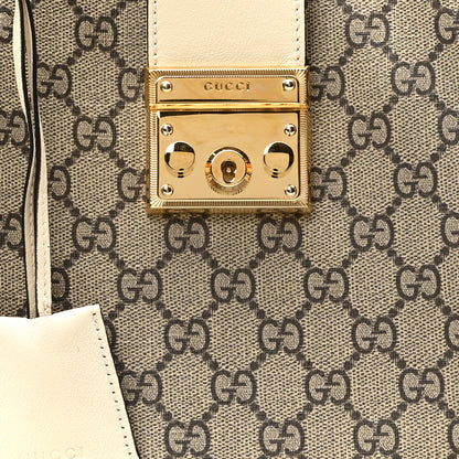 Gucci GG Supreme Monogram Medium Padlock Tote White 9 of 11