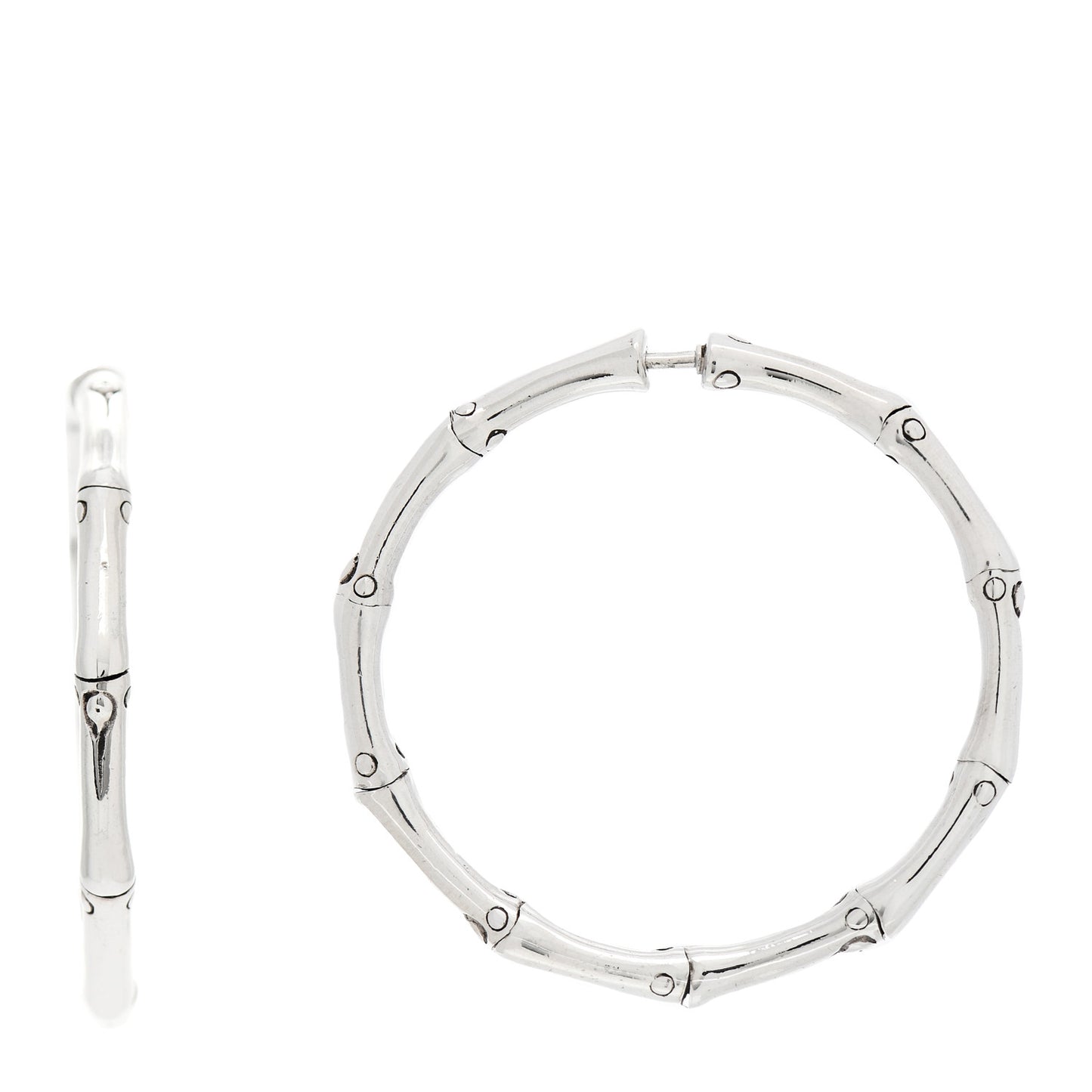 Sterling Silver 35mm Bamboo Hoop Earrings