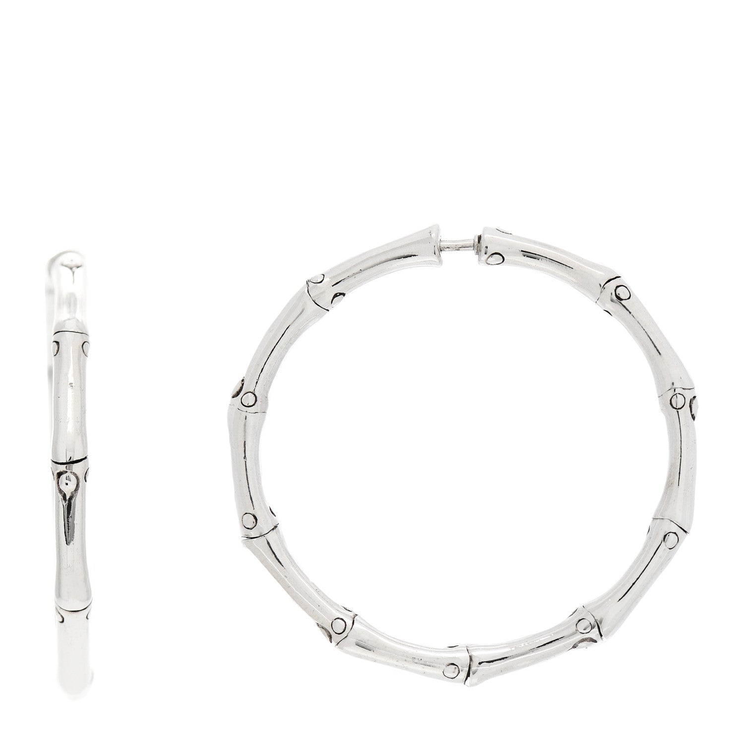 John Hardy Sterling Silver 35mm Bamboo Hoop Earrings 1 of 5