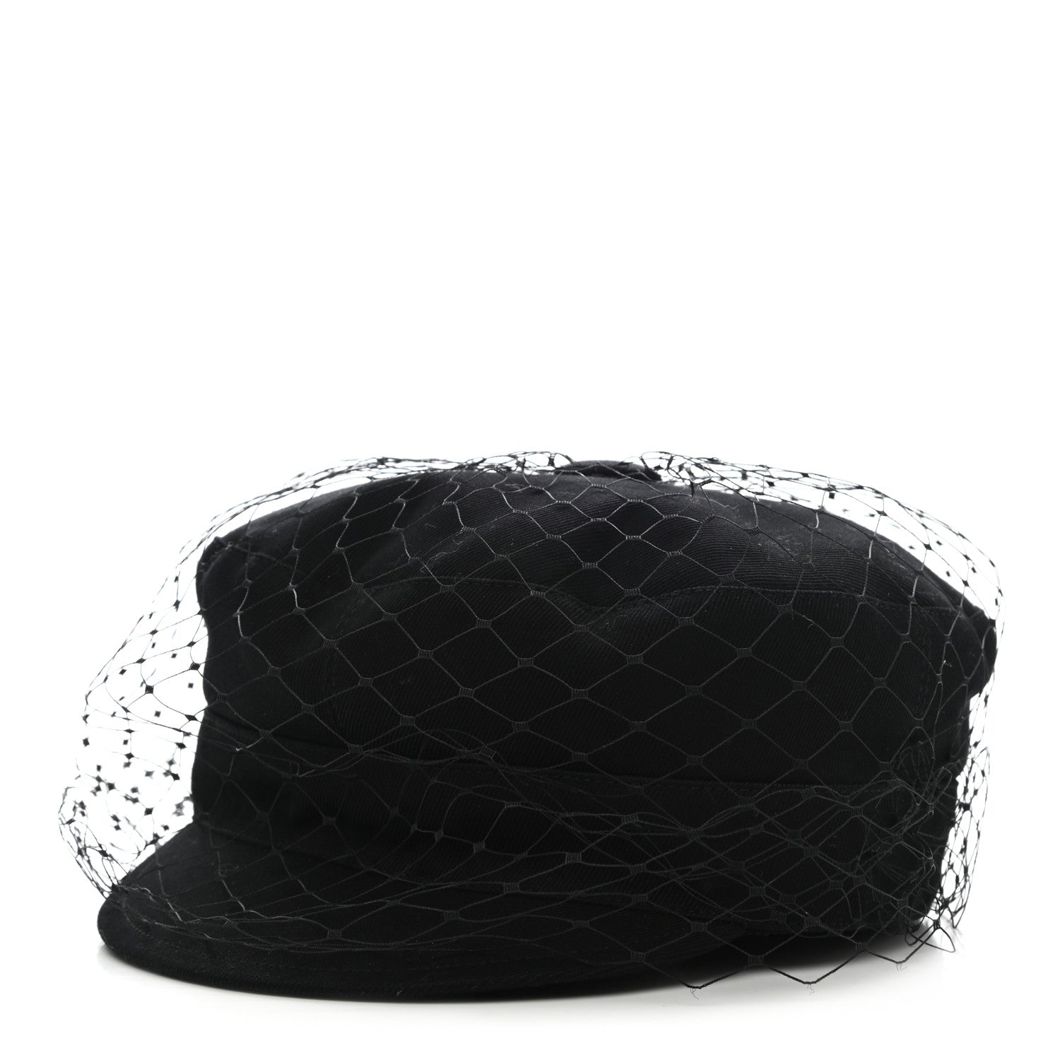 Christian Dior Cotton Canvas Arty Cap with Veil 58 Black 1 of 8