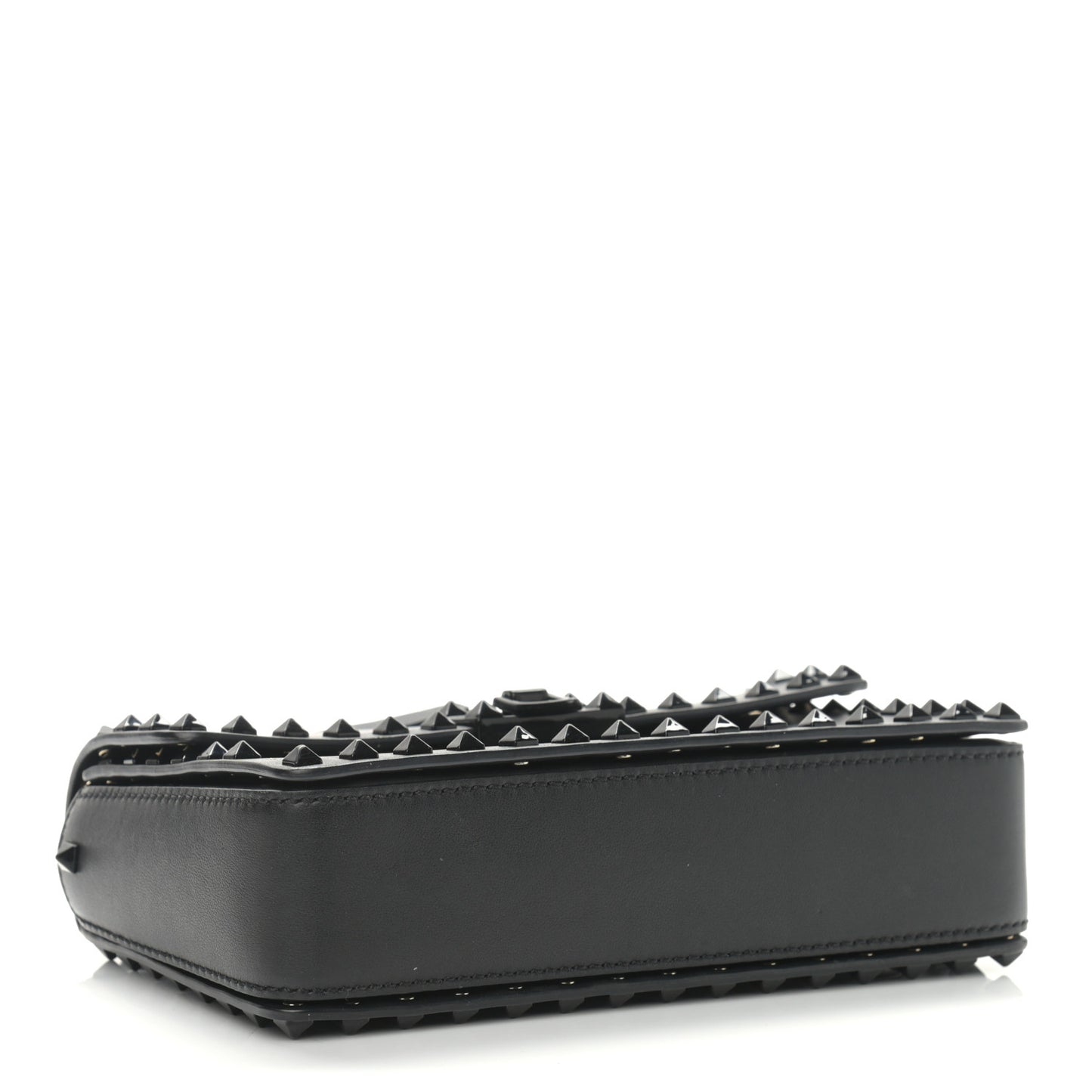 Vitello Monochrome Rockstud Flip Lock Bag Black